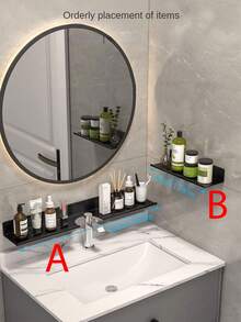 OBOVAY 1件装不锈钢浴室置物架，马桶镜前置物架，壁挂式马桶置物架，洗手池置物架，水龙头壁挂式置物架，浴室配件，家居装饰 - 黑色 - 查看 8