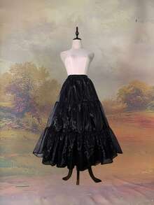 1 件女式长白色衬裙，双层水晶欧根纱 + 1 层衬里，长度 80 厘米，无骨衬裙，洛丽塔日常裙，芭蕾舞短裙，延长衬裙，白色，无骨衬裙，可调节洛丽塔衬裙，柔软女孩裙，薄纱裙，云裙箍，可穿外套短/长裙，新娘婚纱礼服服装角色扮演配饰衬裙，舞裙秋季女士服装 - 白色 - 查看 10