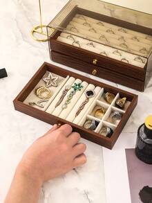 三层首饰盒，木质首饰收纳盒，亚克力首饰收纳盒，复古风格首饰收纳盒，抽屉式首饰盒，化妆品收纳盒，首饰展示架，可展示戒指、耳环、项链、手镯，母亲节礼物，伴娘礼物，生日礼物，朋友和老师礼物，女士理想礼物，化妆包，化妆袋，首饰盒，收纳袋，化妆刷架，化妆刷收纳盒，香水收纳袋，化妆包，女士礼物，圣诞礼物，女士礼物创意
