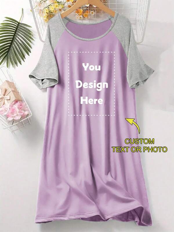 Custom Style Nightgown, Raglan Sleeve Nightgown, Comfortable Sleepwear E21