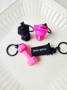 1PCS/3PCS/4PCS 3D迷你软塑健身器材系列钥匙扣，简约时尚的粉色和黑色运动水壶，杠铃哑铃片仿真挂件，举重运动包挂件配饰，适合男士情侣兄弟父亲，返校季礼物汽车配饰可爱哥特Y2K - 彩色 - 查看 6