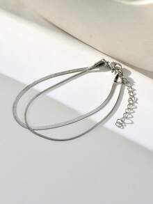 Nooxian 1 pieza Pulsera de cadena de hoja de acero inoxidable minimalista para mujer