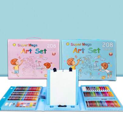 Art Supplies, Premium 208-Piece Drawing Art Kit, Art Set Crafts Case with Double Sided Trifold Easel, Includes Sketch Pads, Oil Pastels,Crayons,Colored Pencils