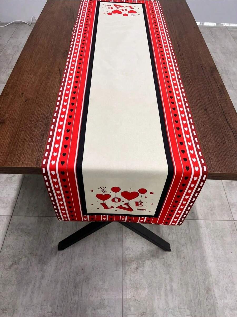 Made In Turkey - Elegant Table Runner 40x140 Cm – Modern Dining Table Decoration - Red and White - View 1