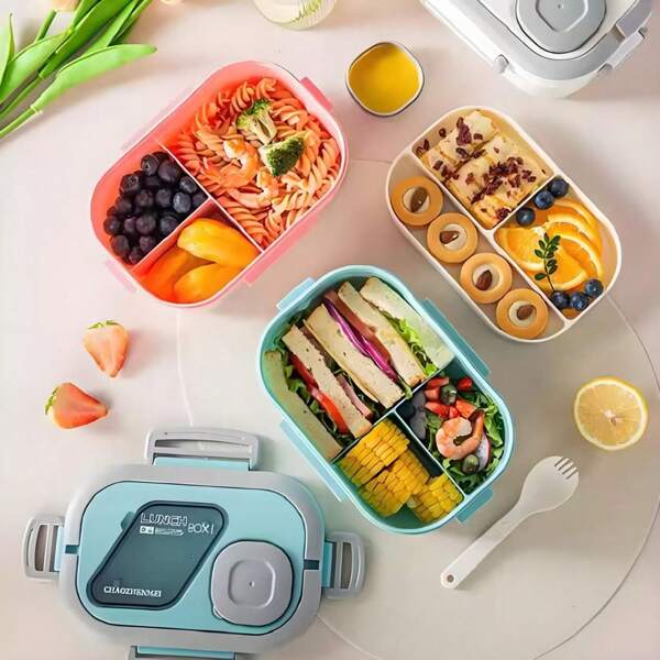 1200ML Double-Layer Korean LunchBox With Compartments, MicrowaveHeated.Lt Is A Lunch Box With A ForkAnd Spoon, Made Of Pp Material(FreeOf Bisphenol A).Lt Is Suitable ForStudents And Office Workers To CarryAround,And Is Ideal For OutdoorPicnics,Camping,Traveling, Going ToWork,Vacationing,Graduation, AndCan Also Be Given As A Gift To FriendsAnd Relatives Back-To-SchooSeason,Breakfast Box,Oatmea