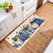 1/2 piezas Alfombras de piso de otoño y Acción de Gracias, alfombras de cocina con patrón clásico azul y blanco o patrón de calabaza, decoración de Acción de Gracias, adecuado para decoración de fiestas, baño, cocina y lavandería, uso en interiores y exteriores, decoración del hogar - Multicolor - Ver 15