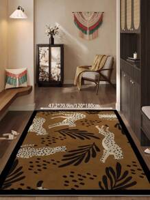 1 Piece Of Brown Living Room Decoration With Leopard Pattern, Imitation Cashmere Carpet, Soft Carpet For Bedroom, Home Decoration, Soft And Fluffy Rug For Bed Room, Delicate To The Touch, Non-Slip Washable And Foldable Area Rug. It Can Be Used In Living Room, Bedroom, Doormat, Home Decoration, Suitable For Different Seasons Of Spring, Summer, Autumn And Winter.