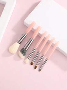 6 Peças/Conjunto Minúsculo Conjunto de Pincéis de Maquiagem, Pincéis de Maquiagem Portáteis para Iniciantes em Maquiagem de Olhos e Lábios, Conjunto Completo de Pincéis Cosméticos, Pincel de Sombra