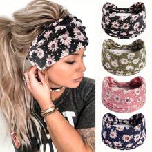4 Packungen Vintage Paisley Muster Stirnbänder, bunte Bandana Sport Schweißbänder, Yoga Haarzubehör, Boho Stil, Polyestermaterial elegante Haarbänder