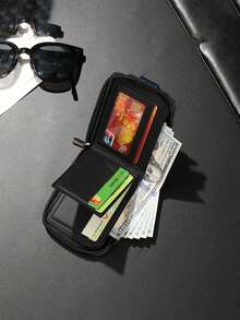 1pc, Men's Wallet, Retro PU Leather Multi Card Zipper Wallet With 8 Card Slots And Coin Pocket, Large Capacity Credit Card Bag With Zipper Buckle, Practical And Secure, Multifunctional Wallet Card Bag - Color - View 7