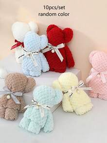 Set de 20 toallas con forma de oso, muñeco de oso, toalla facial suave y creativa, regalo de cumpleaños, regalos de boda, decoración de baño, regalos para fiestas - Azul - Ver 10