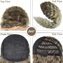 MLong Curly Blonde Wigs For White Women Ash Blonde Ombre Wig Natural Fluffy Hair Thick Hairline Synthetic Wigs 26inches Long Wig Wavy8001 - OmbreBlonde - Xem 7