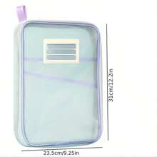 1pc A4 Dual Layer Nylon Mesh Subject Bag, File Folder, Document Organizer Bag For Exams, Study (Green Color May Have Slight Variation, 3 Different Green Shades Will Be Randomly Sent, The Color Of The File Folder Label Frame Is Also Random, Please Note For Consumers)