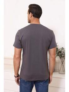 Henley Shirts Slim Fit Button T-Shirthalloween - 深灰色 - 查看 5