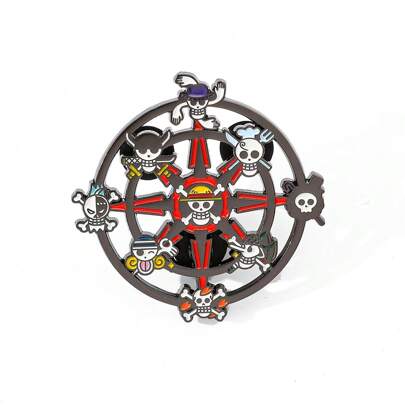 ONE PIECE ONE PIECE 1 Pc Creative Cartoon Brooch Fashionable Pirate Flag Skull Head Enamel Pin Metal Badge Jewelry Clothing Backpack Accessory Gift For Friends Office Accessories Shirts Jacket Halloween Clothes Pin Funny Cute Teacher Gifts Christmas