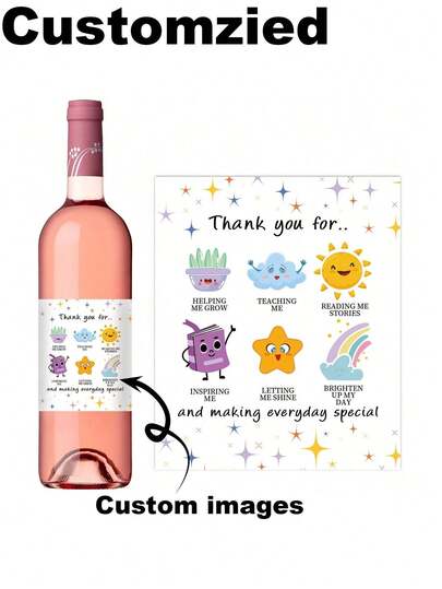 2 miếng dán chai rượu cảm ơn giáo viên cá nhân hóa, nhãn chai rượu tri ân giáo viên, quà tặng cảm ơn cho người hướng dẫn, giáo viên, hoàn hảo cho lễ kỷ niệm sinh nhật và ngày nhà giáo, đồ dùng học tập, trở lại trường