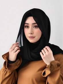 1pc Women's Solid Color Chiffon Scarf Headscarf With Elastic Band, Convenient Breathable Comfortable Hijab Scarf, Suitable For Daily Wear - Lazy Scarf Wrap Chin Cap Integrated Headscarf - View 2