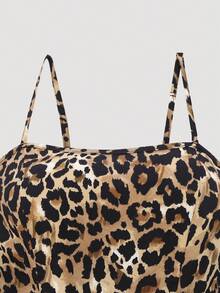 Đầm xòe không tay họa tiết da báo thanh lịch cỡ lớn cho nữ kèm áo khoác lông - Nhiều màu - Xem 9