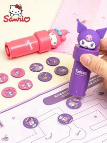 Sanrio 1Set Sanrio Kuromi My Melody Stamp Stickers Set Include Pattern Seal*1 Map*1 Stickers*50Pcs Cute Cartoon Design Waterproof Sticker Kawaii For Notebook Laptop Suitcase Hello Kitty Cat Gifts