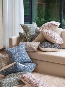 2 件复古花卉印花枕套，圣诞节、年终冬季花卉装饰枕套，柔软植物印花沙发靠垫套，适用于卧室、客厅、餐厅、宿舍、返校季节家居装饰腰垫套（不含枕芯） - 黑色 - 查看 7