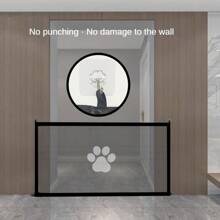 Portable Pet Gate, Durable PE Mesh Fence, Adjustable, Convenient Installation, Indoor/Outdoor Pet Stair Barrier, Multifunctional, Space-Saving Design - Not Suitable For Large Dogs, Make Sure Wall Surface Is Clean Before Adhesive Attachment