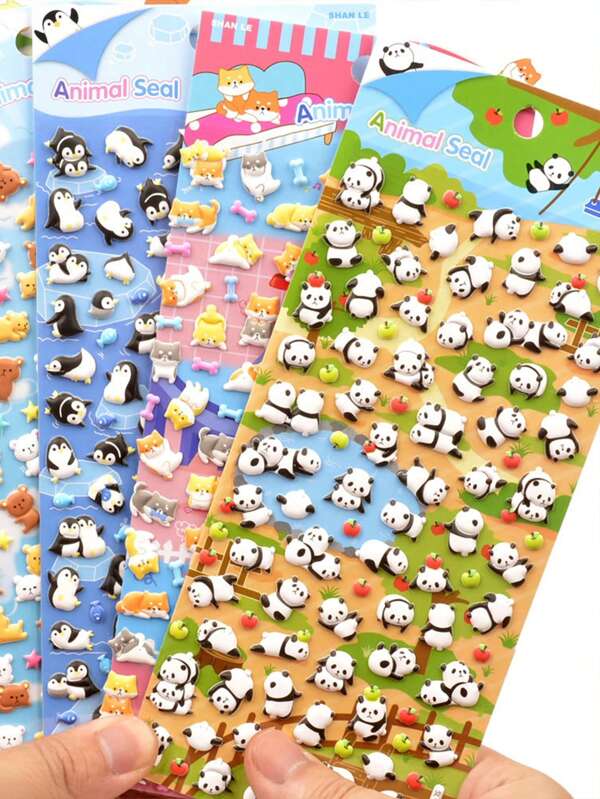 1 Pack Cute Panda-Shaped Foam Stickers, Animal Zoo Growth Stickers, Phone Stickers