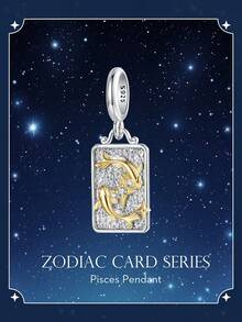 WOSTU WOSTU 1 buc pandantiv constelație din argint 925 în două tonuri, 12 mărgele zodiacale pentru colier, cadou de ziua de naștere DIY, accesorii de bijuterii