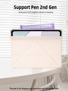 可定制透明笔槽，8 档角度可折叠粉色平板电脑保护套，兼容 iPad Mini 6/Mini 7/Air/Air 2/9.7/10.2/10.5/Air 4/Air 5/10.9/Pro 11 英寸/第十代/Air 11 英寸 (M2)-2024/Pro 11 英寸 (M4)-2024/Air 11 英寸 (M3) 2025/iPad (A16) 11 英寸第十一代 2025。多角度支架，内置笔槽，TPU 软边保护，磁吸式自动休眠/唤醒，简约/休闲/个性化/高端/创意设计。（产品不含触控笔） - 粉色 - 查看 8