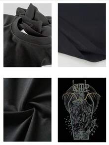 Camiseta con estampado artístico oscuro de la banda Lamb of God para hombre, camiseta informal de manga corta y cuello redondo para primavera y verano, cuello redondo, mangas cortas, 100% algodón, algodón grueso de 220 g - Negro - Ver 4