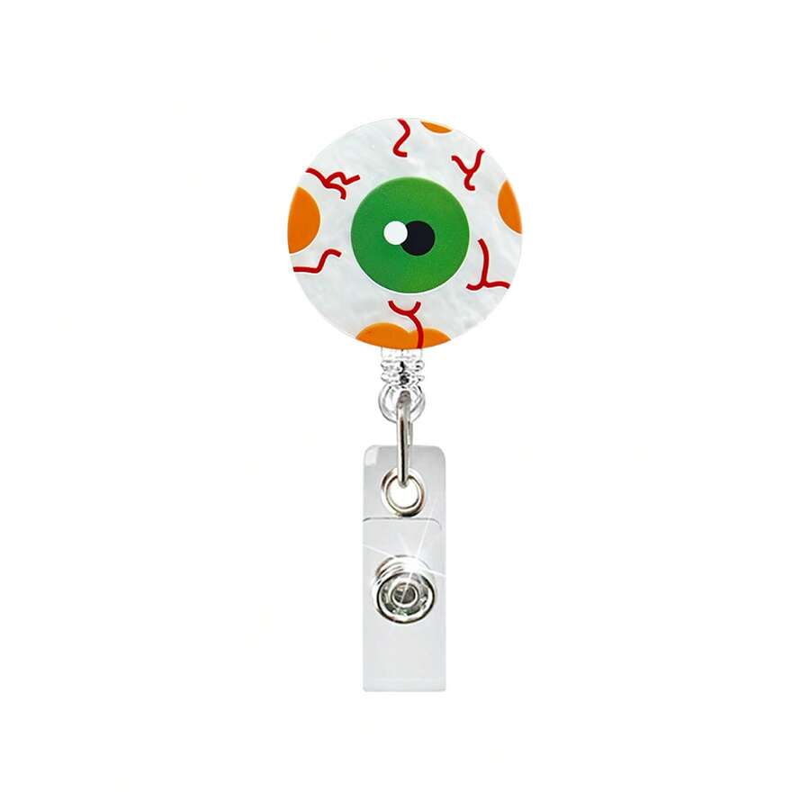 1pc Acrylic Halloween Pumpkin & Ghost Retractable Badge Reel, Suitable For Nurses, Doctors, Staff And Volunteers,For School Supplies,Back To School - Multicolor - View 1