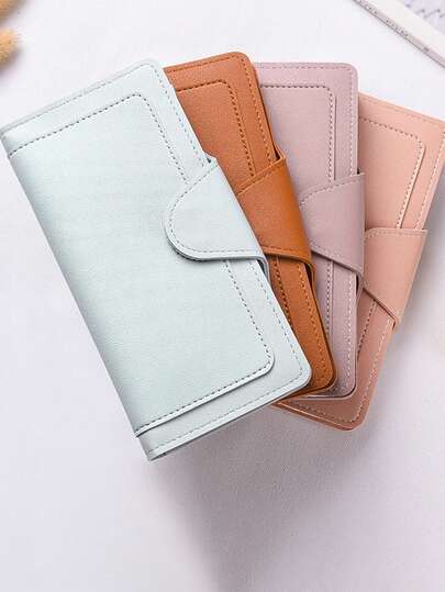 1 Piece Of Women's Urban Minimalist Macaron-Colored Solid-Color Wallet, A Fashionable, Ultra-Light, Wear-Resistant And Multi-Functional Bag With Large Card Slots, Suitable For Daily Commuting.