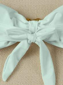 新款春夏性感优雅纯色浅绿色无肩带女士比基尼泳衣，适合海滩度假派对约会 - 綠色 - 查看 5