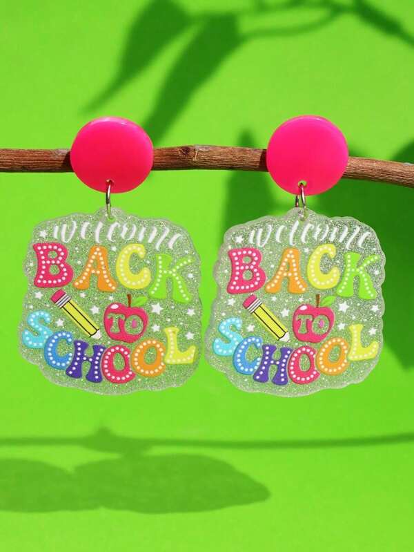 1 Pair Fashionable & Cute Back To School Pencil Earrings, Vibrant Colors, Personalized Design, Suitable For Daily Wear And Back To School Outfits