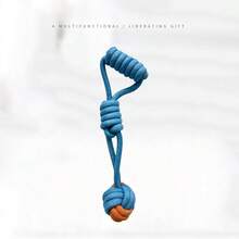 Juego de juguetes para perros medianos y grandes, cuerda de cáñamo, nudo trenzado, juguete para la dentición de cachorros, juguete de descompresión de algodón y lino para perros, juguete de cuerda de algodón para limpiar la dentición de perros. - Azul - Ver 4