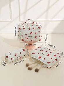 1/3 件套樱桃设计化妆包、时尚便携式化妆包、口红多功能收纳包、卫生巾、硬币、钥匙等、大容量可爱旅行梳洗包、旅行收纳化妆包、母亲节礼物、返校礼物化妆包、化妆品收纳化妆收纳化妆包、化妆包、情人节化妆包 - 彩色 - 查看 2