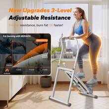 MERACH Máquina escaladora vertical de nueva versión para entrenamiento de cuerpo completo, escaladora de escaleras para gimnasio en casa, escaladora de ejercicios cardiovasculares plegable y compacta con rango de paso extendido, manillar y pedales ajustables. - Blanco - Ver 3