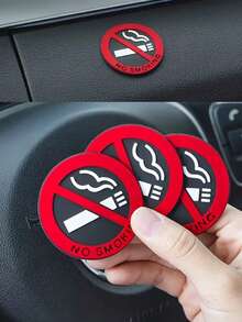 禁止吸烟圆形红色标志汽车贴纸，出租车、窗户、门和汽车内饰禁止吸烟提醒贴花，汽车配件，汽车用品，汽车装饰 - 彩色 - 查看 3