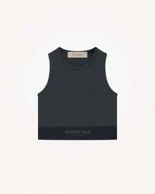 Essentials Black Sport Tank 'Iron'  Women's Slim Fit Tank Top, Breathable Ribbed Summer Tops American Casual Style, Gym Clothes Workout Sets Women Yoga And Urban Adventures. - 黑色 - 查看 1