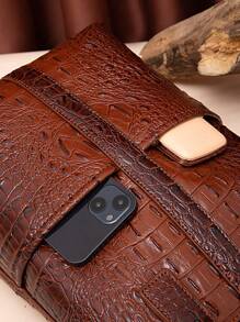 Chic Statement Hot  Tote: Crocodile Pattern, Gold Accents & Versatile Carry