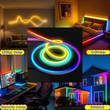 0,2m - 5m RGB flexibles Neon-Schild, USB-betrieben mit Fernbedienung, Mehrfarbenwechsel, zum Selbstgestalten für TV-Hintergrund, Wohnzimmer-Dekoration, Spielzimmer, Weihnachts- und Halloween-Dekoration
