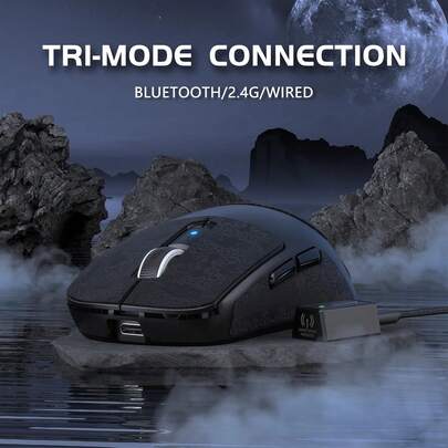  ATTACK SHARK R6 – Mouse Gamer Sem Fio Leve com Sensor PAW 3950Max, Nordic 52480, Taxa de Polling de 8KHz, 42.000 DPI, Switch Óptico OMRON, Carregamento USB-C, 7 Botões Programáveis