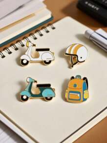 Broșă în stil campus pentru tineret, drăguț desen animat, cască de motocicletă, rucsac, set de broșe, insignă emailată, accesorii, cadou pentru sezonul școlar, înapoi la școală, accesorii în stil Ins, accesorii de birou, cămăși, jachetă, bijuterii de Crăciun și Halloween