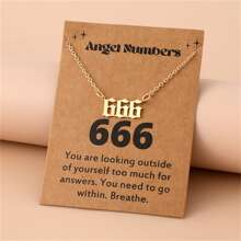 1 Women's Angel Digital Necklace Number 000-999 Gold Stainless Steel Digital Pendant