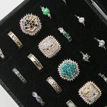 Ring Organizer Box For Jewelry, Rings Cuffls Storage Case, Small Jewelry Box For Travel, Pretty Gifts For Girls, Black(30 Slots) - 空白框 - 查看 4