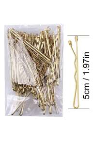 50/100/150pcs/Pack Gold Women's Hair Clips, 5cm Side Wavy Hair Claws, Suitable For Daily Use, Hairstylists, And Bridal Hairstyles, Hair Accessories, Hair Slide, Hair Barrettes, School Stuff,