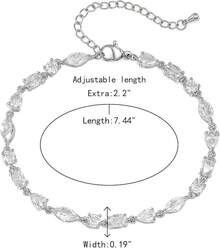 Crysdue Wedding Bridal Link Bracelet Brides Bridesmaids, Marquise Cubic Zirconia Tennis Bracelets Women Prom Jewelry - H_CZ,銀 - 查看 5
