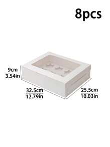 4pcs/8pcs 2/4/6/12 Cavity Cupcake Boxes With Clear Window, Muffin Cups, Pastry, Dessert, Tart, Mousse Cake, Bakery Packaging For Afternoon Tea - Multicolor - View 16