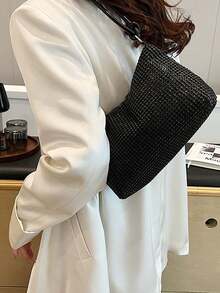 Túi xách thời thượng năm nay, túi tote đính sequin phong cách Hàn Quốc mới dành cho nữ, túi đeo vai vuông nhỏ. - màu đen - Xem 3