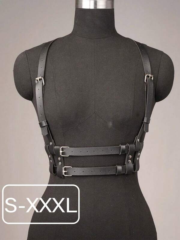 1pc Multi-Size Women's Sexy Harness Waist Belt, Gothic Style PU Leather Corset Waist Belt For Plus Size Ladies, Street Y2K Style Chest Strap Bra, Valentine's Day Gift, Sexy Accessory For Women