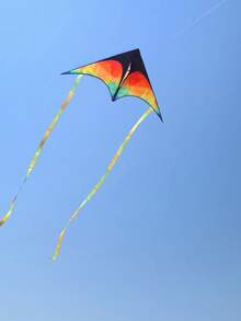 1pc Multi-Tail Diamond Kite Outdoor Game, Rainbow Stripe Kite - Multicolor - View 7